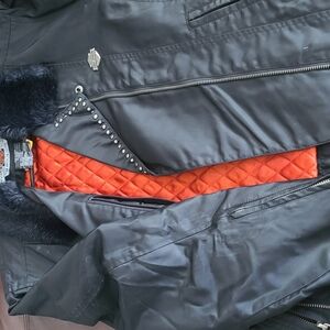 Harley-Davidson Black Leather Jacket with Orange Lining